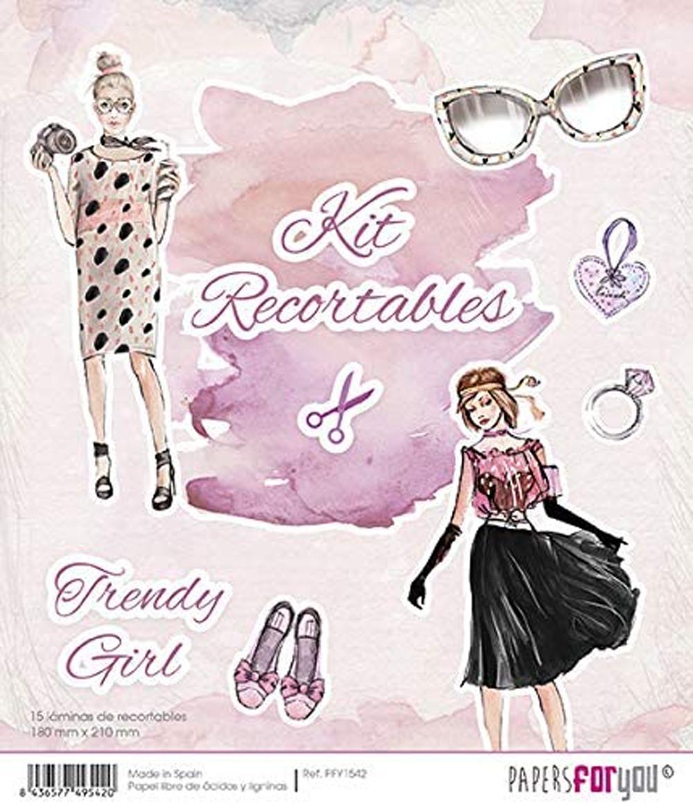 PAPERS FOR YOU 15 LÁMINAS DE RECORTABLES 18 x 21 CM TRENDY GIRL