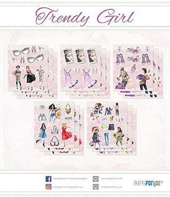 PAPERS FOR YOU 15 LÁMINAS DE RECORTABLES 18 x 21 CM TRENDY GIRL