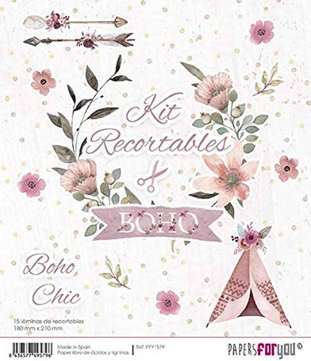 PAPERS FOR YOU 15 LÁMINAS DE RECORTABLES 18 x 21 CM BOHO CHIC
