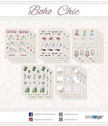 PAPERS FOR YOU 15 LÁMINAS DE RECORTABLES 18 x 21 CM BOHO CHIC