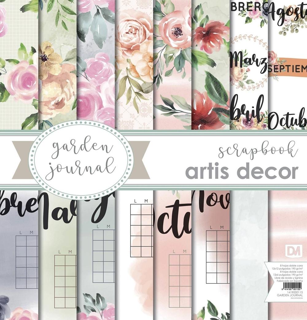 ARTIS DECOR PAPEL SCRAP 8 HOJAS DOBLE CARA GARDEN JOURNAL 30,5 X 30,5 CM