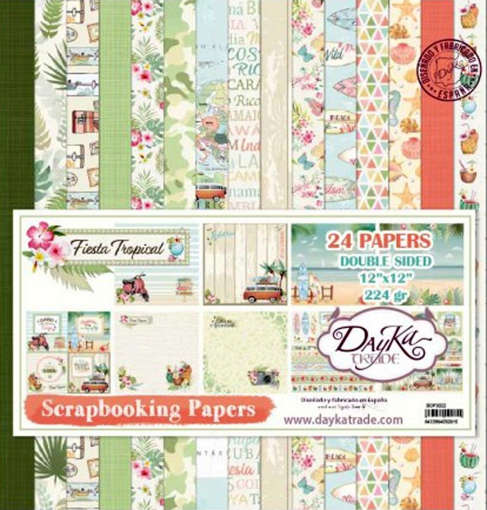 DAYKA KIT PAPEL SCRAPBOOKING FIESTA TROPICAL 24 HOJAS 30 X 30 CM