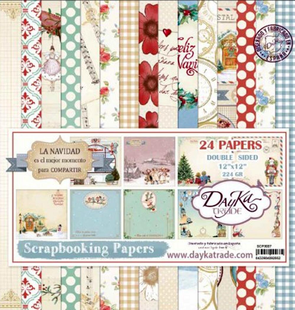 DAYKA KIT PAPEL SCRAP NAVIDAD, HAZ TUS SUEÑOS 24 HOJAS 30 X 30 CM