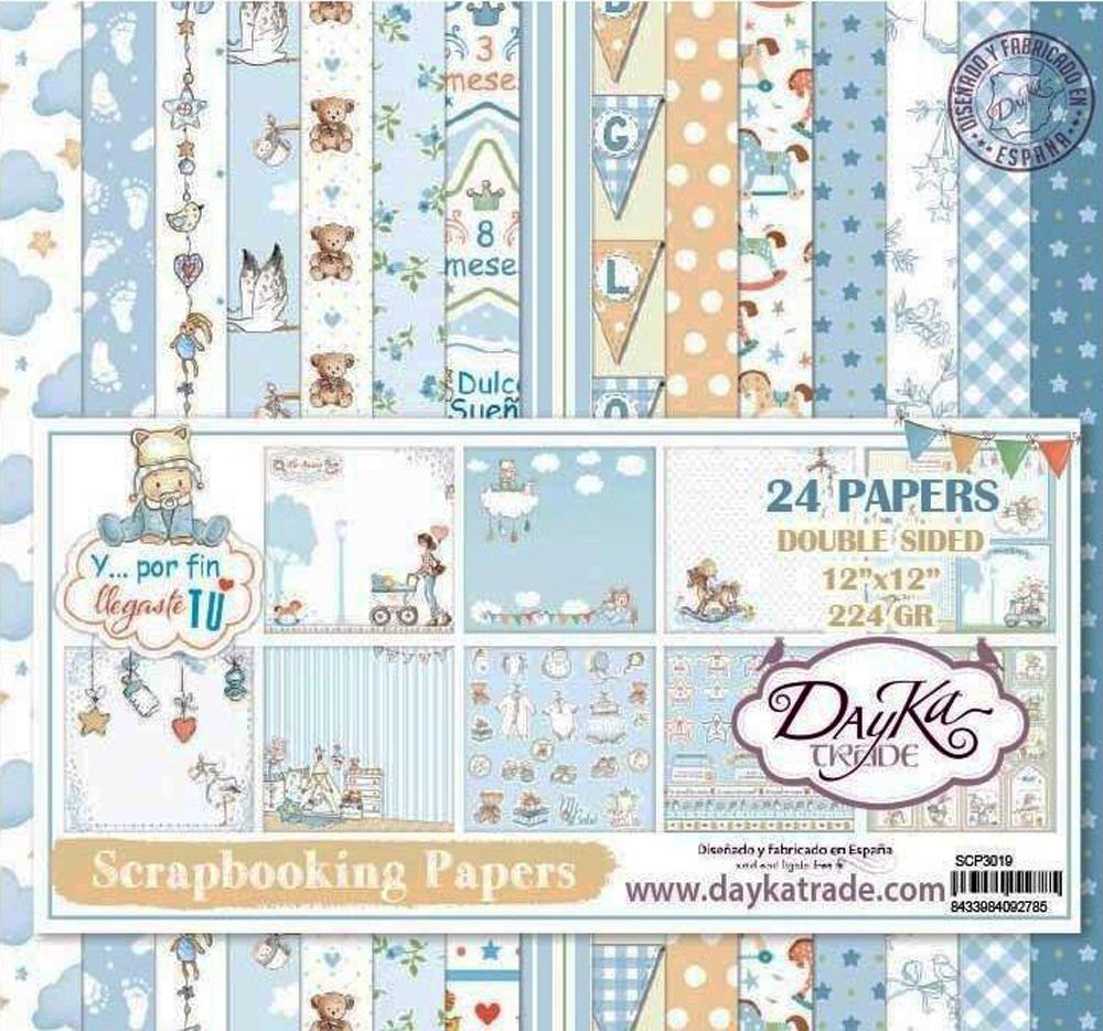 DAYKA KIT PAPEL SCRAPBOOKING POR FIN...NIÑO 24 HOJAS 30 X 30 CM