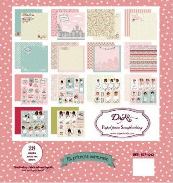 DAYKA SET 28 HOJAS SCRAP 20X20 COMUNIÓN NIÑA