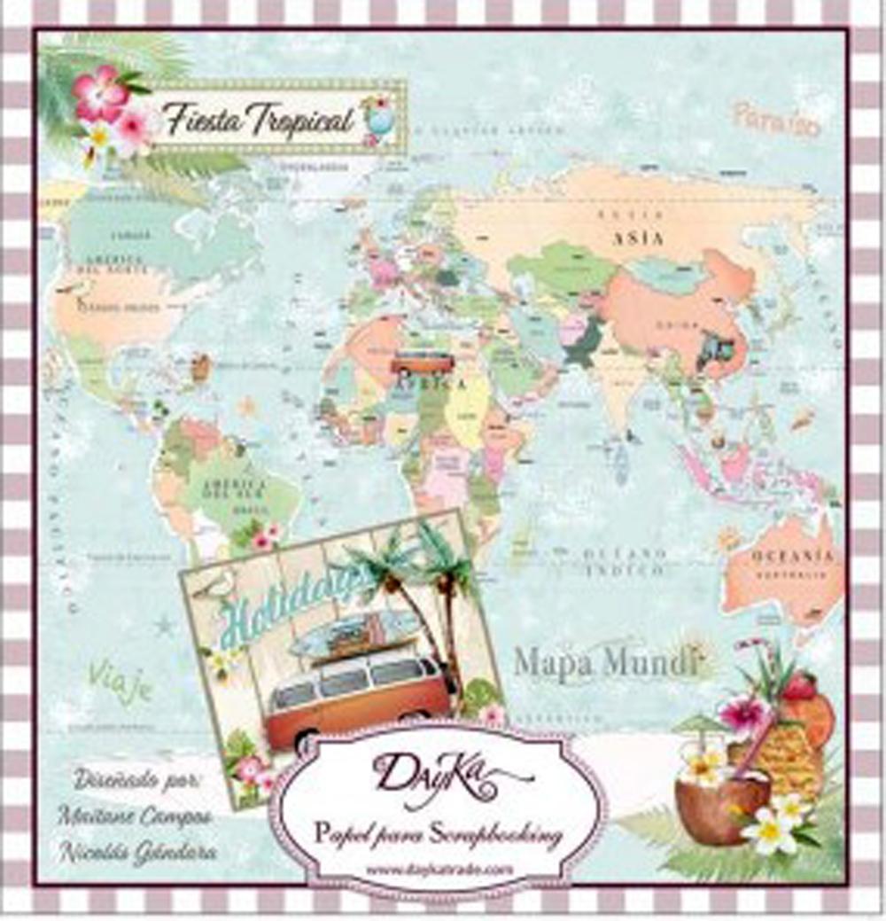 DAYKA SET 24 HOJAS SCRAP 20X20 FIESTA TROPICAL