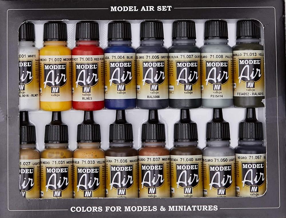 VALLEJO MODEL AIR SET BÁSICOS 16 COLORES DE 17 ML