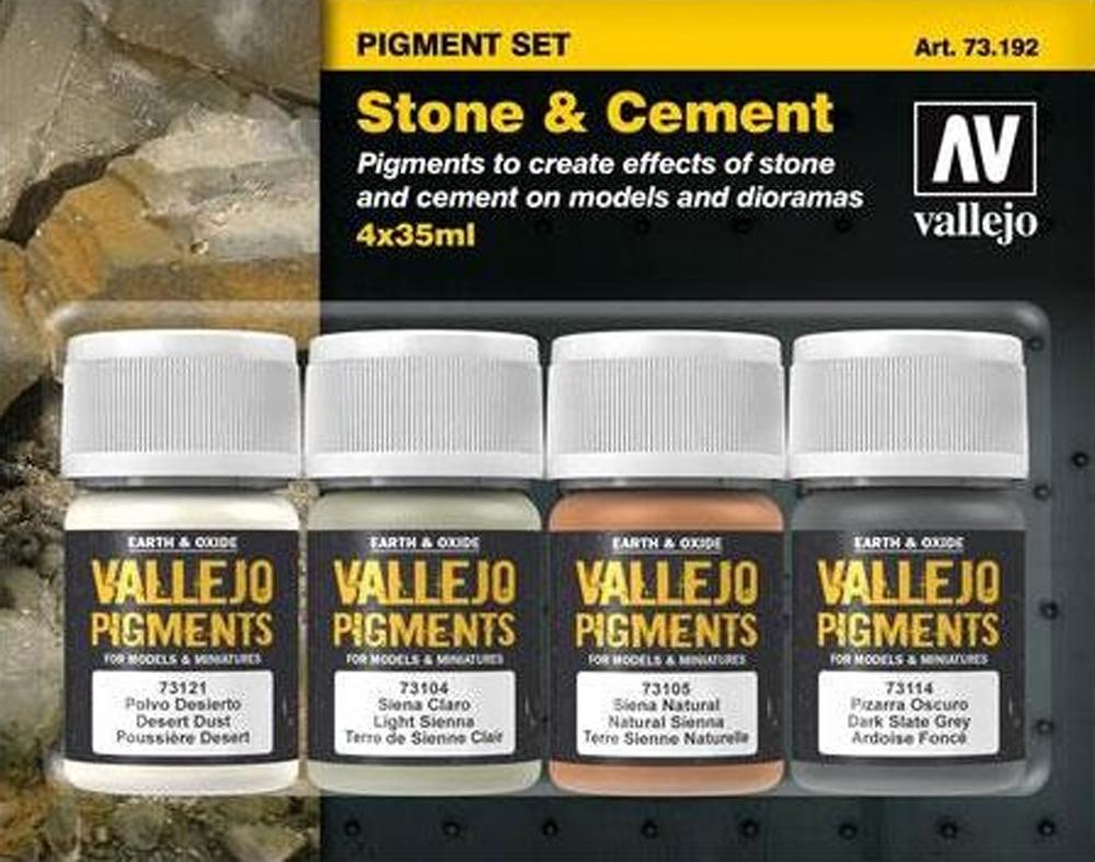 VALLEJO SET DE PIGMENTOS PIEDRA Y CEMENTO 4 X 35 ML