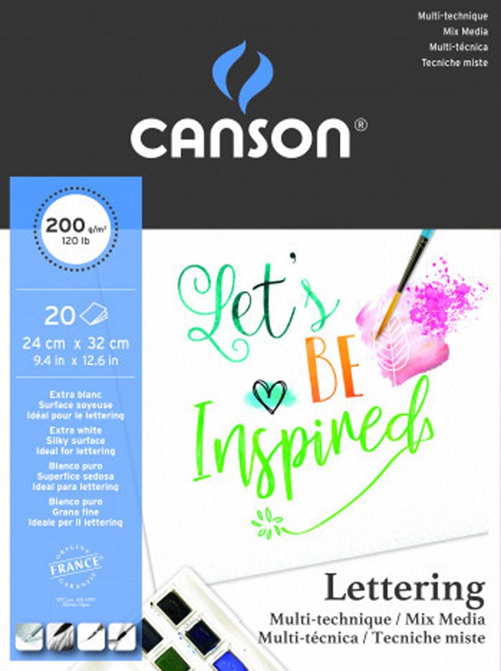 CANSON BLOC DIBUJO LETTERING MIX MEDIA 24X32 CM 20 HOJAS 200 GR