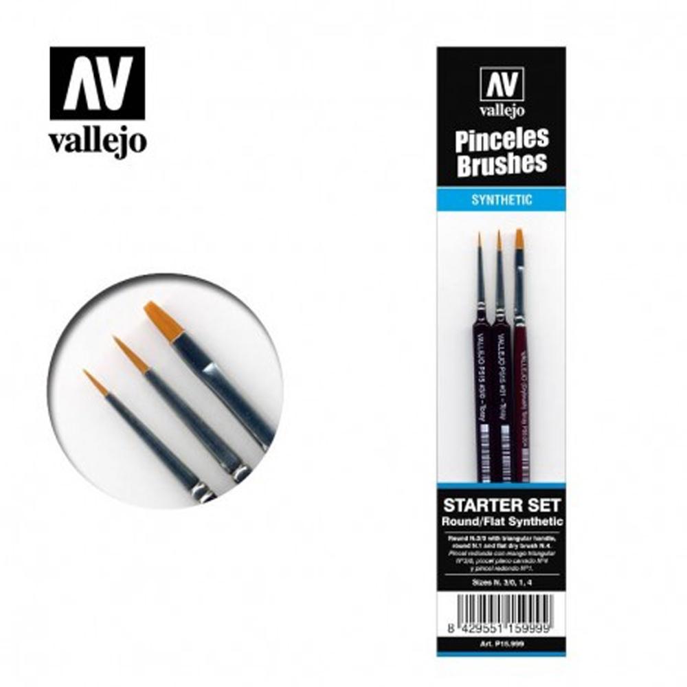 VALLEJO SET PINCELES STARTER SET REDONDO SINTÉTICOS (3/0, 1 Y 4)