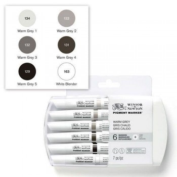 WINSOR & NEWTON SET 6 ROTULADORES TINTA PIGMENTADA TONOS CÁLIDOS