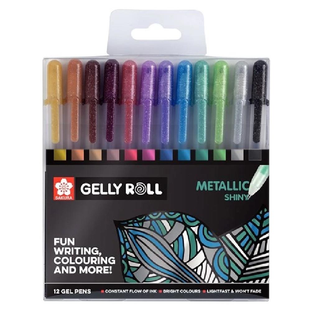 SAKURA ESTUCHE 12 BOLÍGRAFOS GEL GELLY ROLL METALLIC SHINY