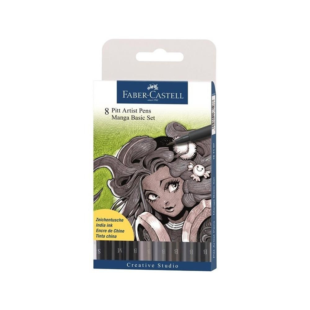 FABER-CASTELL SET 8 ROTULADORES PARA DIBUJO MANGA GRISES