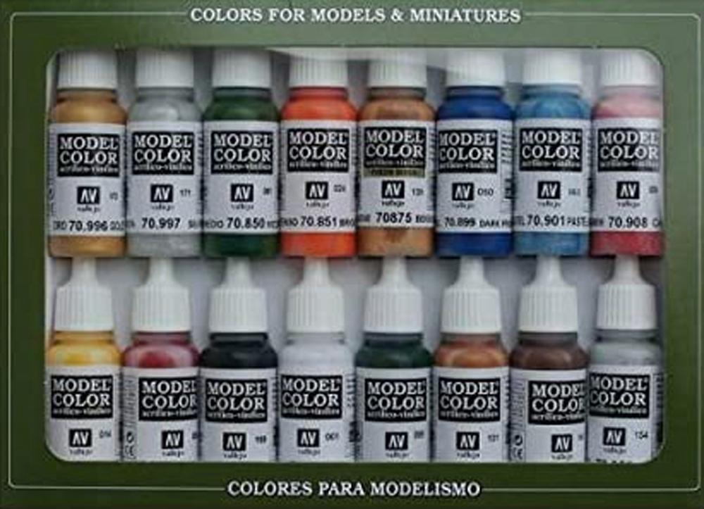 VALLEJO MODEL COLOR FOLKSTONE BÁSICOS SET DE 16 COLORES 17 ML