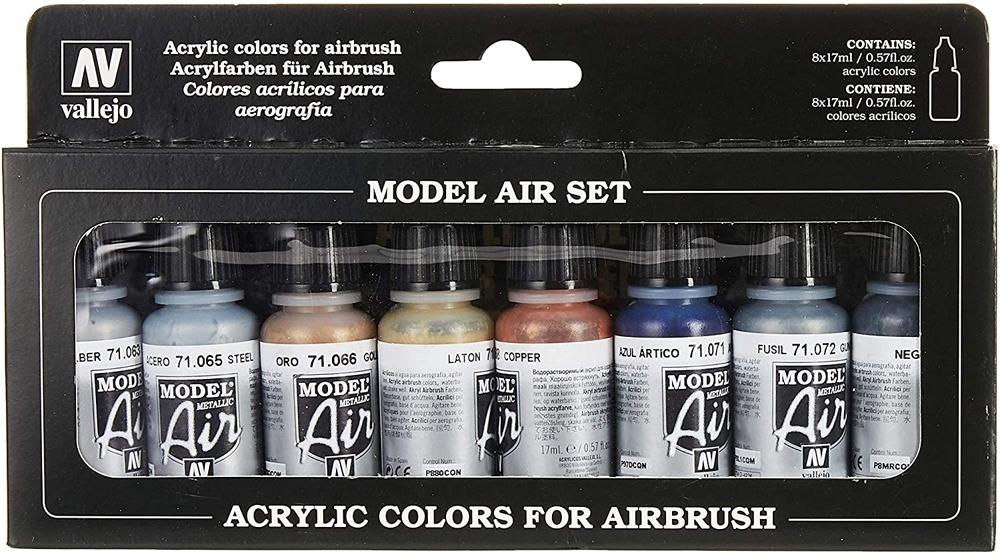 VALLEJO MODEL AIR SET 8 COLORES METÁLICOS 17 ML
