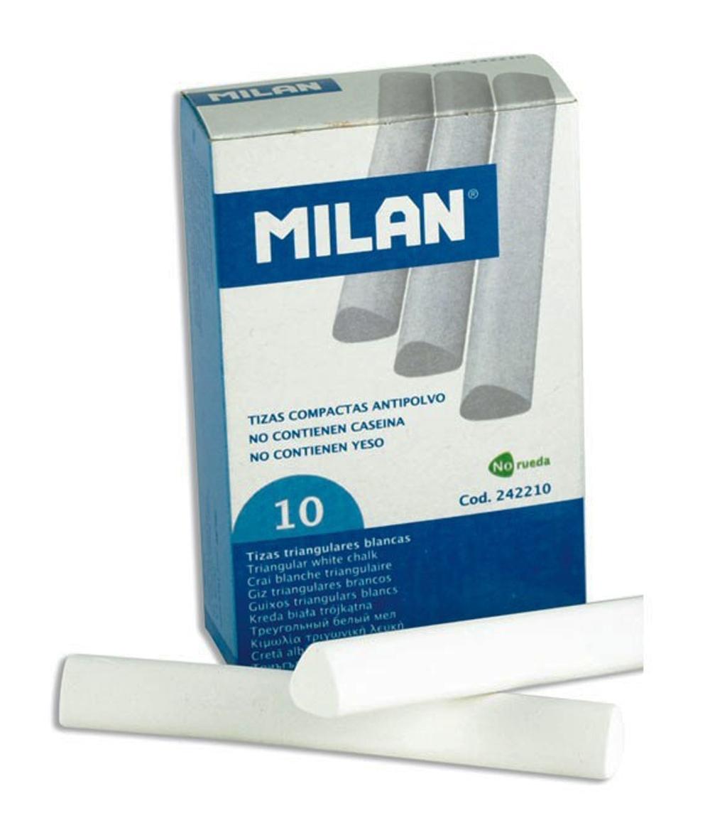 MILAN CAJA 10 TIZAS TRIANGULARES BLANCAS