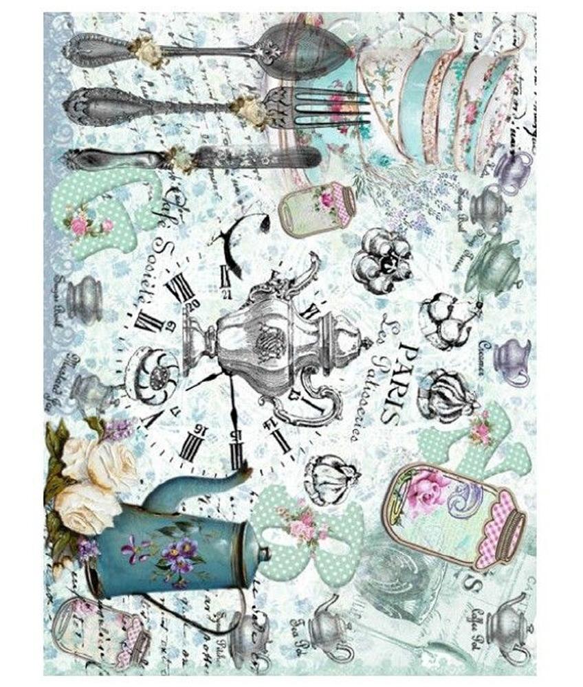 PAPEL ARROZ JUEGO DE TÉ AZUL MODELO 355 (1 UNIDAD, 30 X 41 CM)