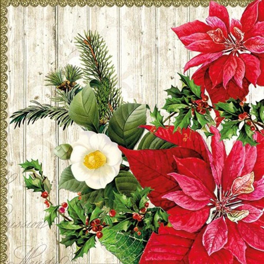 SERVILLETA DECORATIVA FLOR DE PASCUA 1 UNIDAD REF.3001