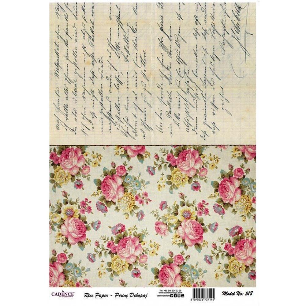 PAPEL ARROZ ROSA Y CARTAS MODELO 518 (1 UNIDAD, 30 X 41 CM)