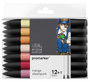 WINSOR & NEWTON ESTUCHE 12+1 PROMARKER SET MANGA STEAMPUNK