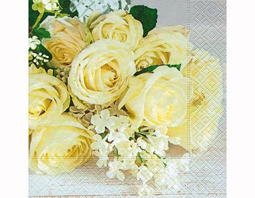 SERVILLETA DECORATIVA ROSAS AMARILLAS 1 UNIDAD REF.3006
