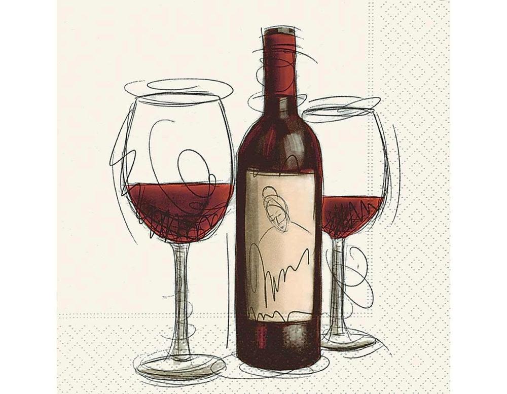 SERVILLETA DECORATIVA COPAS Y VINO 1 UNIDAD REF.3010