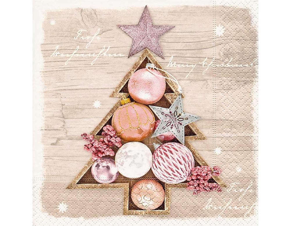 SERVILLETA DECORATIVA ÁRBOL NAVIDAD ROSA 1 UNIDAD REF.3011