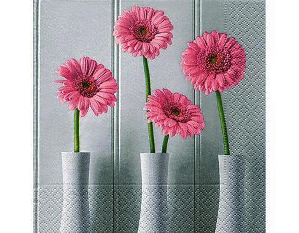 SERVILLETA DECORATIVA JARRÓN FLOR ROSA 1 UNIDAD REF.3016
