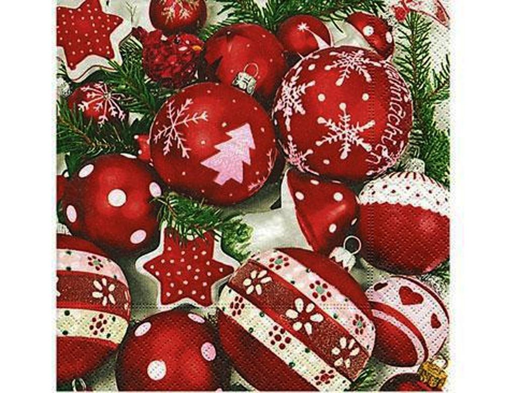 SERVILLETA DECORATIVA BOLAS DE NAVIDAD 1 UNIDAD REF.3025