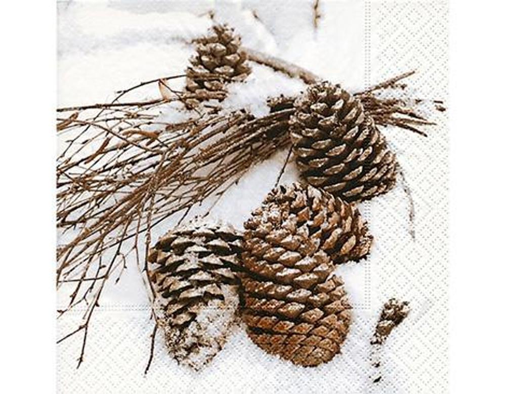 SERVILLETA DECORATIVA PIÑAS EN LA NIEVE 1 UNIDAD REF.3026