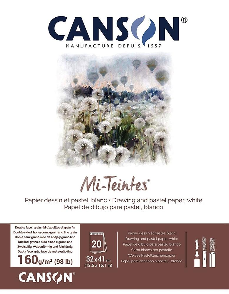 CANSON BLOC PASTEL MI-TEINTES BLANCO 20 HOJAS 160 GR.