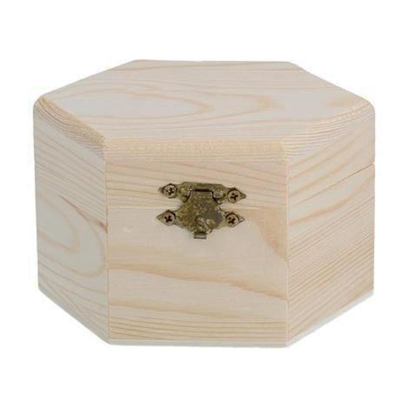 CAJA MADERA PINO MACIZO HEXAGONAL