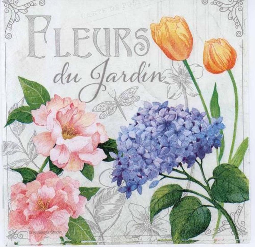 SERVILLETA DECORATIVA FLORES DE JARDIN 1 UNIDAD REF.3027