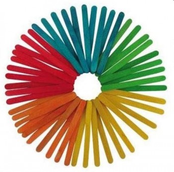 PALOS DE MADERA DELGADOS 50UDS. COLORES LARGO 11,4CM