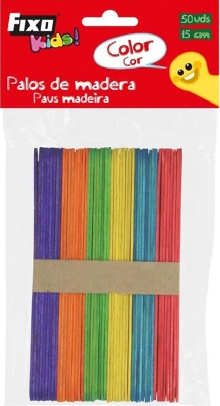 PALOS DE MADERA ANCHOS 15CM COLORES SURTIDOS 50UDS.