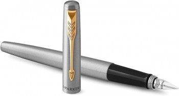 JUEGO BOLÍGRAFO Y PLUMA PARKER JOTTER ACERO Y DORADO