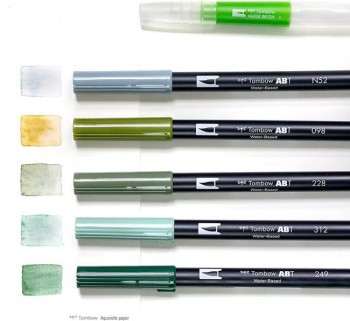TOMBOW ROTULADORES DUAL BRUSH SET WATERCOLORING GREENERY