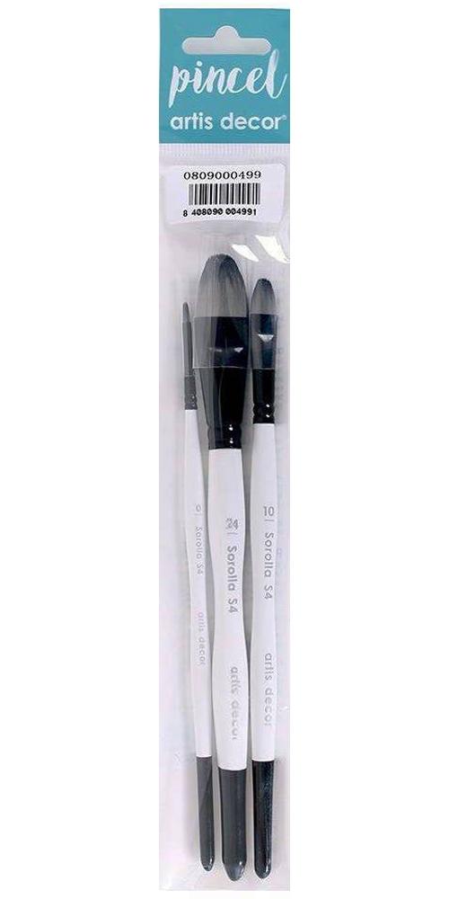 ARTIS DECOR SET 3 PINCELES SOROLLA S4 LENGUA DE GATO (Nº 0,10,24)