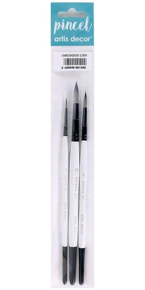 ARTIS DECOR SET 3 PINCELES SOROLLA S1 REDONDO (Nº 2,6,10)