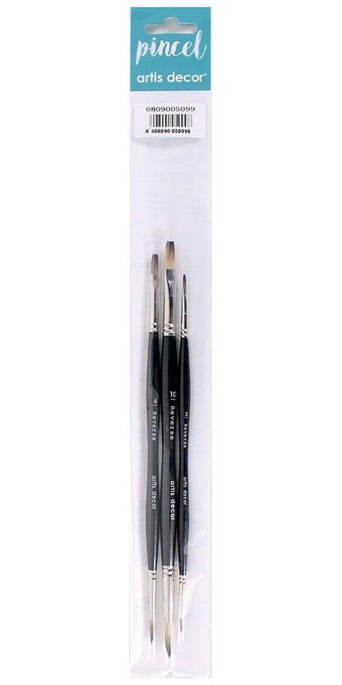 ARTIS DECOR SET 3 PINCELES REVERSE REDONDO/PLANO (Nº 2,6,10)