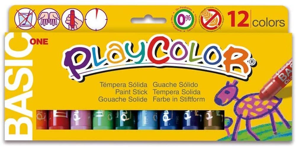 PLAYCOLOR TÉMPERA SÓLIDA EN BARRA CAJA 12 COLORES SURTIDOS