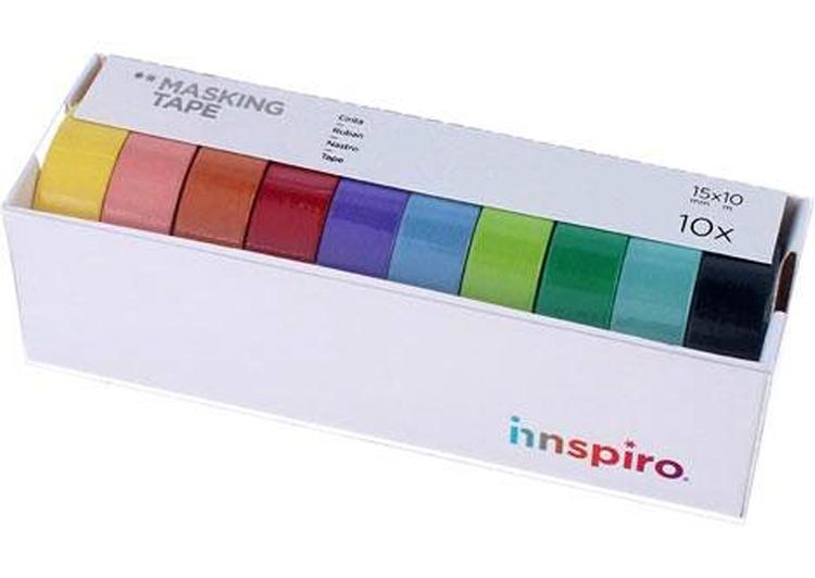 SET 10 CINTAS WASHI TAPE SERIE LISOS BÁSICOS