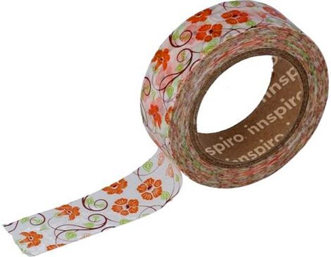 CINTA MASKING TAPE WASHI FLORES NARANJAS 15MMX10M