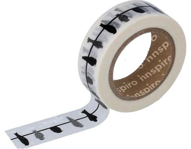 CINTA MASKING TAPE WASHI PÁJAROS NEGROS 15MMX10M