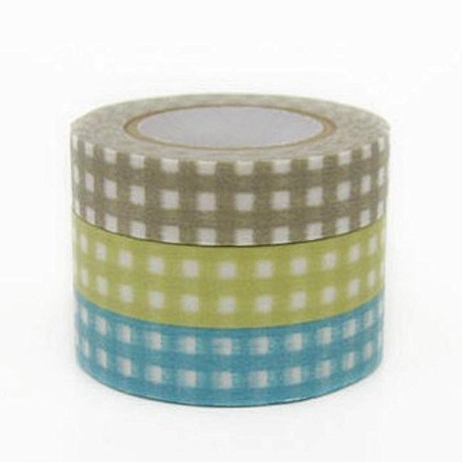 SET 3 WASHI TAPE GINGHAM 13MMX15M