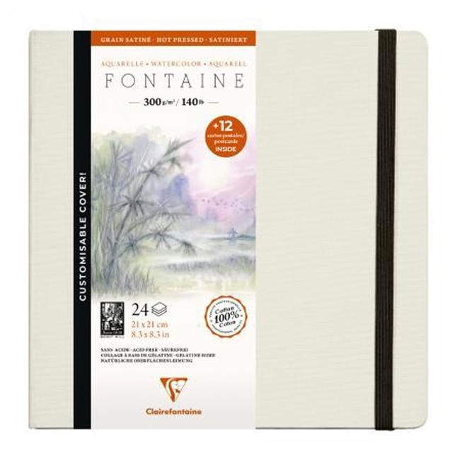 CLAIREFONTAINE BLOC ACUARELA 21 X 21 CM GRANO SATINADO 300 GR. 24 HOJAS