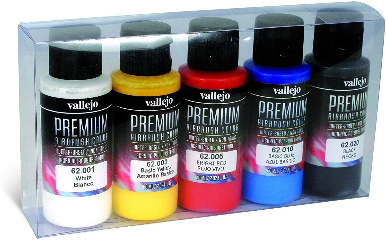 VALLEJO SET AIRBRUSH PREMIUM BÁSICO COLOR OPACO 5 X 60 ML