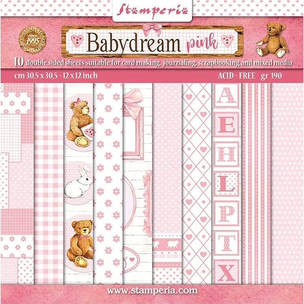 STAMPERIA PAPEL SCRAP BABYDREAM PINK 10 HOJAS 30,5 X 30,5 CM