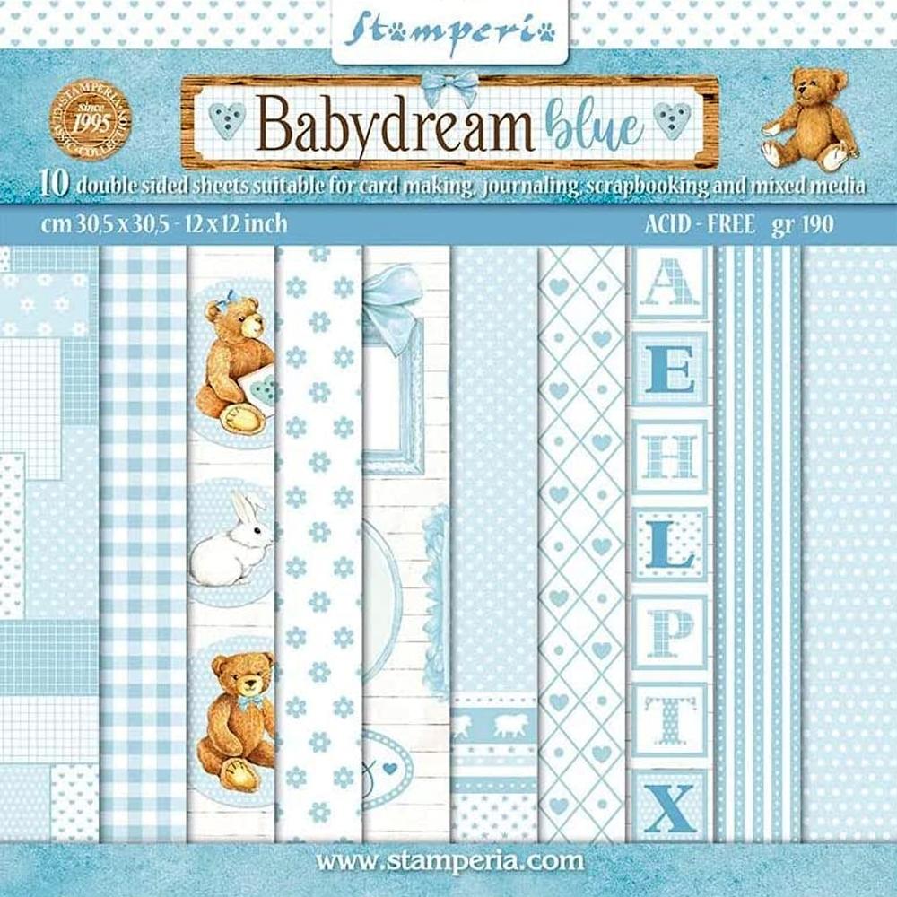 STAMPERIA PAPEL SCRAP BABYDREAM BLUE NIÑO 10 HOJAS 30,5 X 30,5 CM