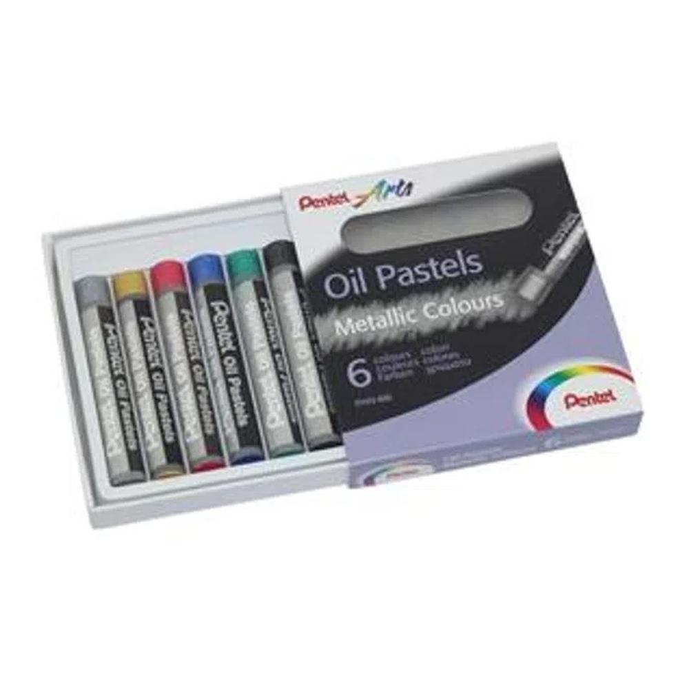 PACK 6 PASTELES AL ÓLEO METALIZADOS PENTEL